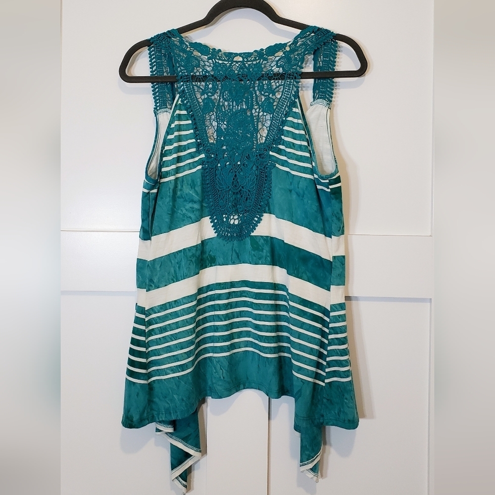 New Directions Weekend Sleeveless Cardigan Open Built In Tank Lace Size … - Picture 2 of 15